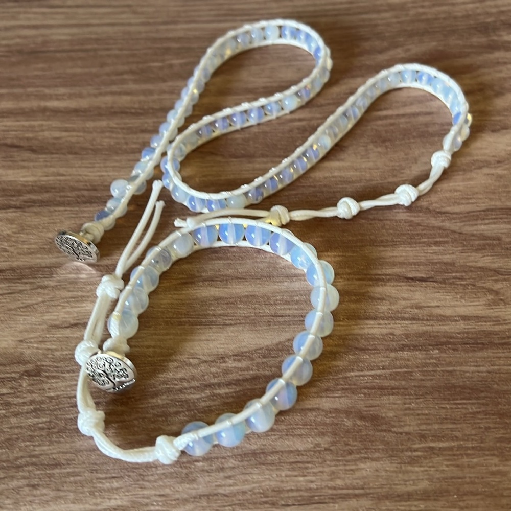 Opalite Beaded Bracelet & Necklace Set